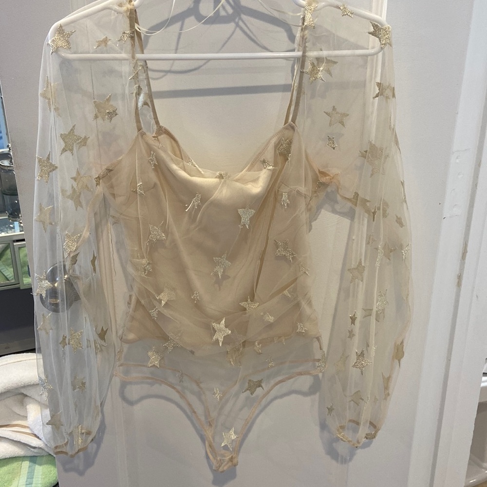 Sheer sleeves/ bodysuit